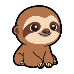 Fototapeta premium Cute Baby Sloth Cartoon Character Illustration Isolated on White Background