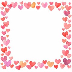 Heart Border Frame on White Background