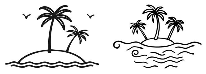 Obraz premium Tropical Island Paradise: A serene depiction of tropical island life, featuring palm tree swaying in the gentle breeze, evokes the essence of a tranquil paradise escape.