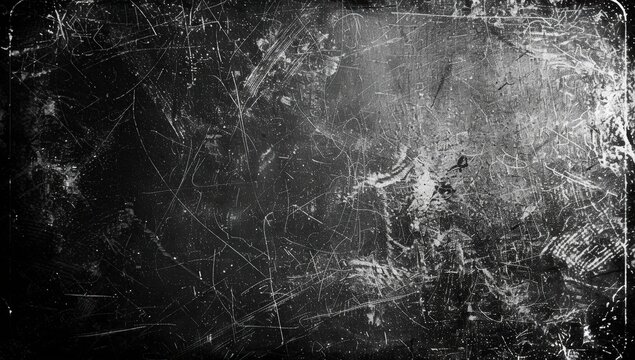 A textured black surface with scratches and marks, conveying a sense of age and wear, suitable for artistic or design purposes.