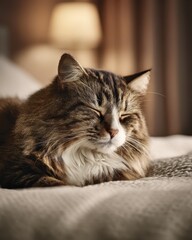 Naklejka premium senior cat resting comfortably, healthcare and insurance advertising