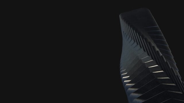 Abstract rotating 3D building structure &ndash; futuristic architectural render