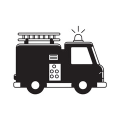 Obraz premium Simple black and white icon of a fire engine style vehicle with siren.
