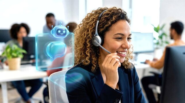 Customer service representative with AI chatbot interface