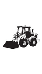 Naklejka premium Front Loader Tractor with Buckets in a Rural Field Highlighting Agricultural Machinery and Industrial Equipment.