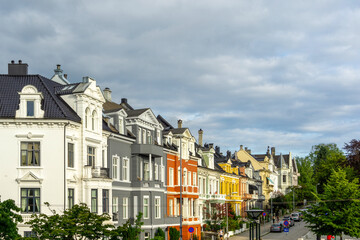 Fototapeta premium Colorful Historic Residential Architecture along Parkveien Street in Bergen Norway