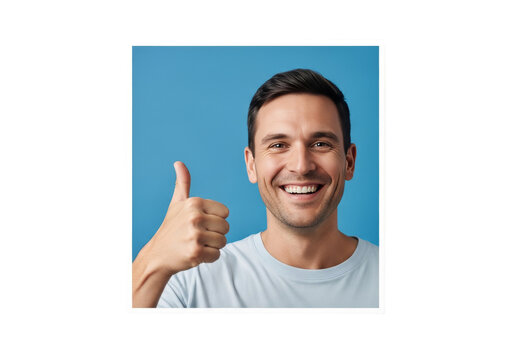 Thumbs Up: Capturing a moment of affirmation and approval, a smiling individual offers a gesture of encouragement.