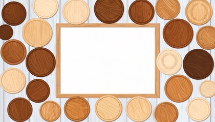 Wooden circles frame a blank canvas for creative designs.