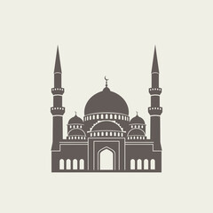 Fototapeta premium Islamic Mosque Silhouette Landmark Flat Vector Illustration