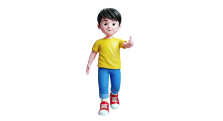 3D Cartoon Boy Giving Thumbs Up