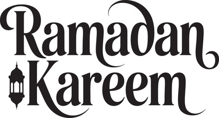 Black Text with Lantern Symbol for Ramadan Kareem
