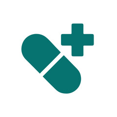 Pharmacy icon with pill and cross