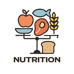 Nutrition icon with balanced food symbols