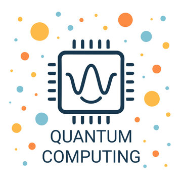 Quantum computing icon with abstract particles