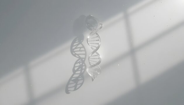 DNA Double Helix Shadow on Wall Surface.