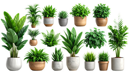 Fototapeta premium Minimal Indoor Plant In Pot Lifestyle Objects Isolated White