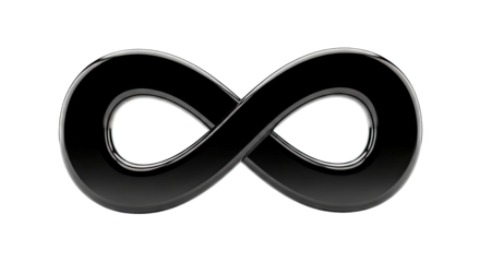 Glossy Black Infinity Symbol on White Background