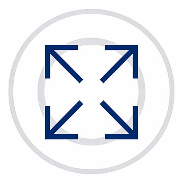 Vector icon depicting crossed geometric borders with a circular outline. Features blue and white colors, square and diagonal line elements, symbolizing structure, boundaries, or cross-references.