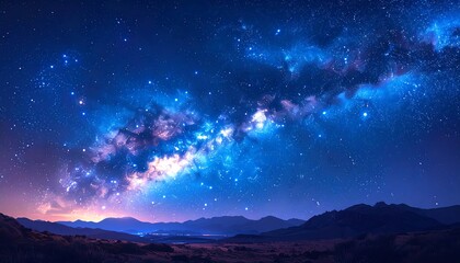 Majestic Milky Way Over Mountain Range at Night.
