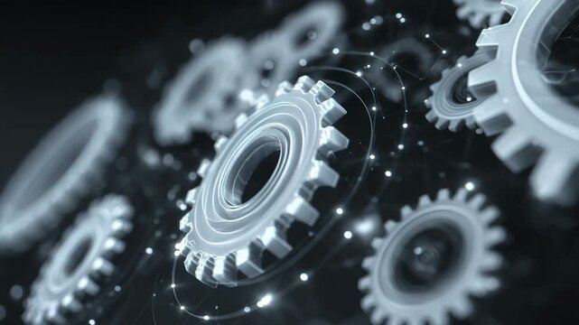 metal gear rotation with bokeh light