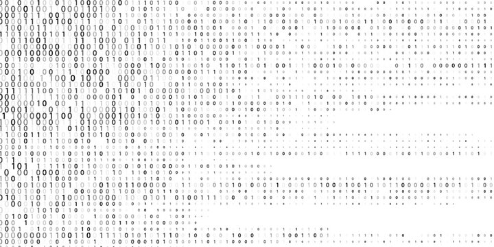 Abstract binary code wave of ones and zeros. Vector graphic pattern with digital stream