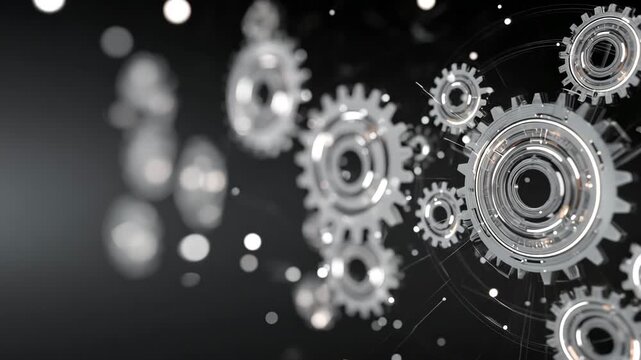 metal gear rotation with bokeh light