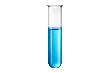 Glass test tube containing blue liquid, typical of scientific laboratory settings for chemical or biological experiments, illustrating lab equipment and scientific research.