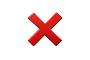 Fototapeta premium 3D-rendered red cross 'X' symbol, often used as error, warning, or rejection indicator in graphic design and digital interfaces.