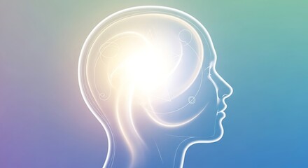 Obraz premium Enlightening Visualization of Cognitive Awareness, Abstract Concept, Digital Art, Tranquil Environment
