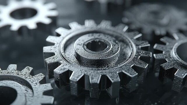 close up metal gear rotation