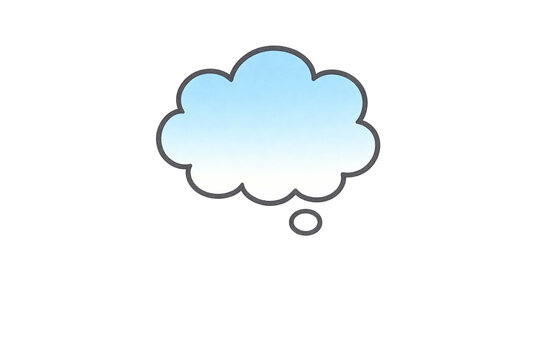 A light blue gradient thought bubble with a gray outline, simple and minimalistic design. Suitable for representing ideas, thoughts, or communication concepts.