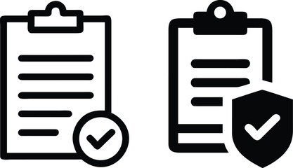 Documents on clipboards with checkmarks and shield © DashGraphi