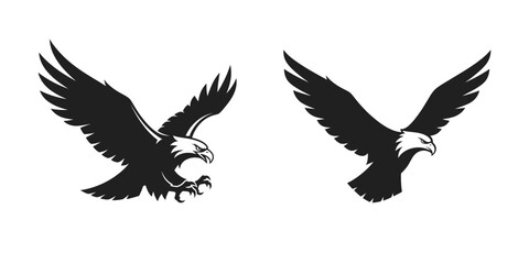 Obraz premium Two majestic bald eagles in flight, showcasing power and freedom.