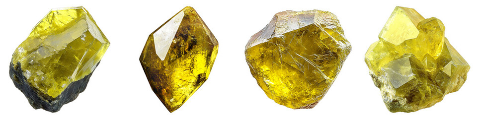 A group of shiny yellow diamond gemstone isolated. This image captures the beauty and brilliance of these precious gems. 