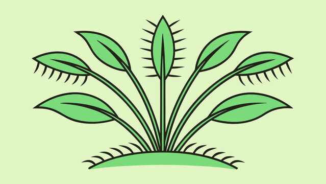 Stylized Green Venus Flytrap Plant Illustration carnivorous