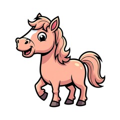 Fototapeta premium Cartoon Horse Illustration with Flowing Mane.