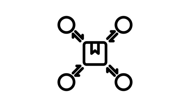 Api Gateway Outline Animation 2D Cartoon 4K Video. Relate To Product Offering, Marketing, Commerce And Shopping. Editable On Transparent Background Alpha Channel.