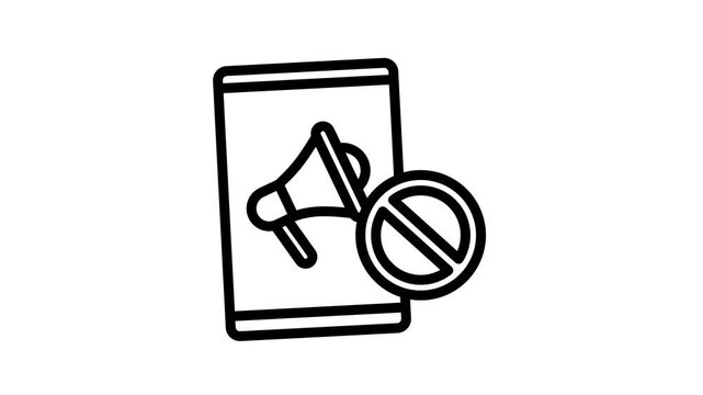 Ads Blocker Outline Animation 2D Cartoon 4K Video. Relate To Product Offering, Marketing, Commerce And Shopping. Editable On Transparent Background Alpha Channel.