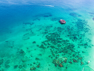 Aerial views of Boundary Island in Wanning, Hainan during the summer.