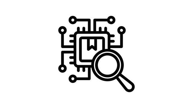 Ai Search Outline Animation 2D Cartoon 4K Video. Relate To Product Offering, Marketing, Commerce And Shopping. Editable On Transparent Background Alpha Channel.