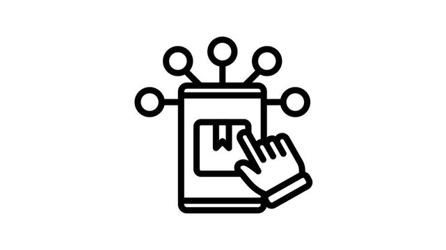 App Suite Outline Animation 2D Cartoon 4K Video. Relate To Product Offering, Marketing, Commerce And Shopping. Editable On Transparent Background Alpha Channel.