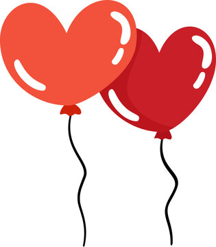 Red Hearts Balloons Illustration 