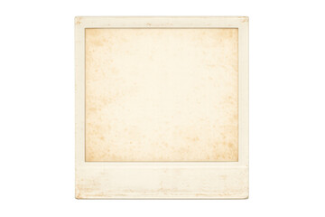 Fototapeta premium Vintage instant film blank frame providing a nostalgic template for memories, aged paper with copy space, transparent background