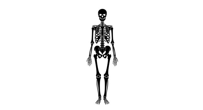 Skeleton Silhouette Drawing Illustration Isolated on White Background