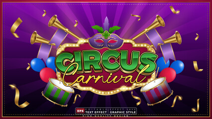Editable 3d text effect circus carnival for poster template design © Azza