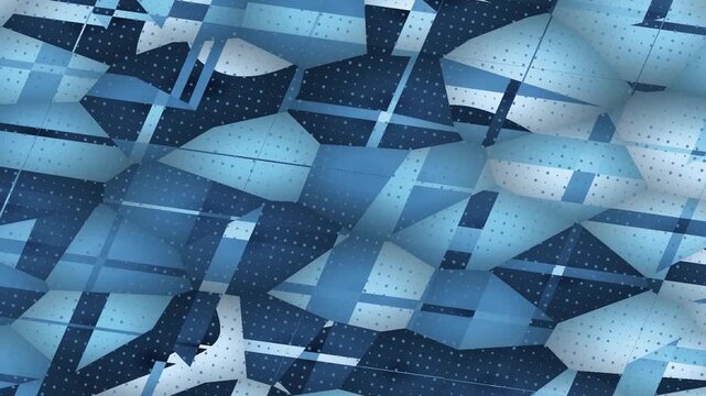 Abstract Geometric Blue Patterning Floating Shapes In Dynamic Studio Setting