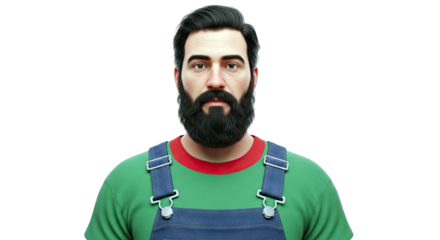 Man with Beard and Overalls