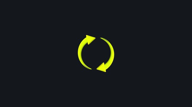 Yellow Circular Arrows Symbol on Dark Gray Background refresh reload