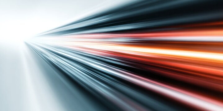 Streaking light trails converge to a bright distant point.