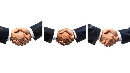  Business Handshake Close-Up, Formal Agreement, Isolated on White Background